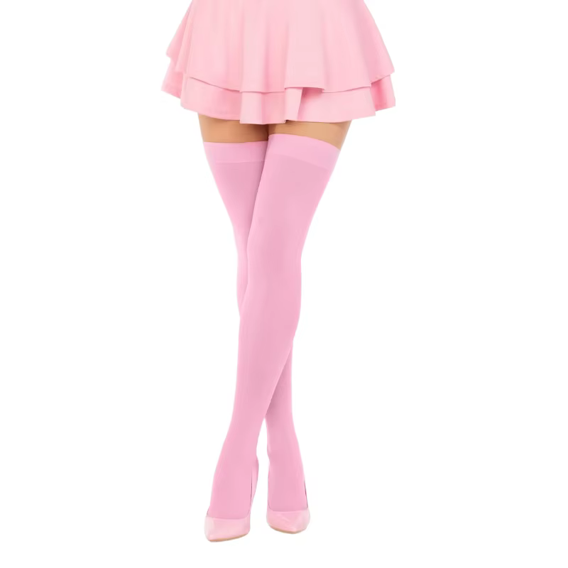 Bas de couleur unie rose pour femmes, vêtements érotiques, Lingerie douce fille, chaussettes hautes chaudes en velours, médias de mujer