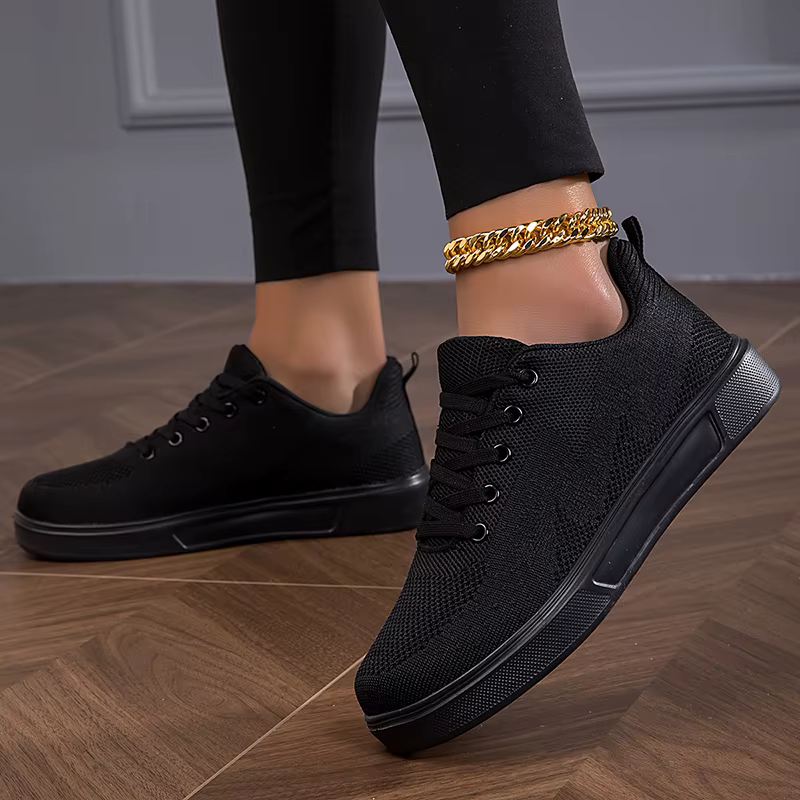 Moipheng noir baskets femmes décontracté maille à lacets Sport chaussures plates filles respirant blanc grosses