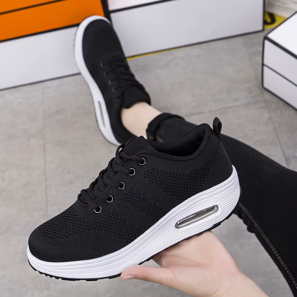 Nouvelles Chaussures Décontractées Femme 2025 – Baskets Respirantes à Semelle Compensée, Tendance et Confortables, en Maille Respirante, à Enfiler, Coupe Basse