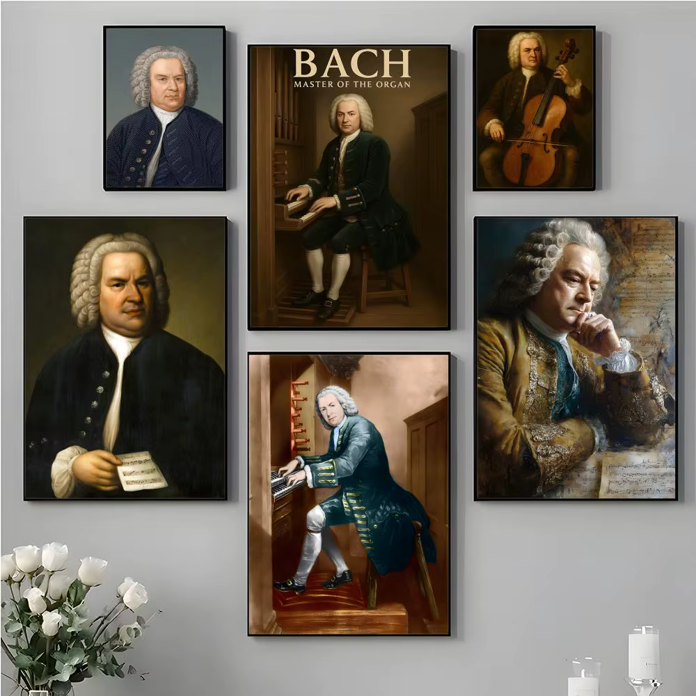 Affiche de compositeur baroque Johann Sebastian Bach, de qualité supérieure, pour la maison, la salle, le Bar, le café, décoration murale, article cadeau