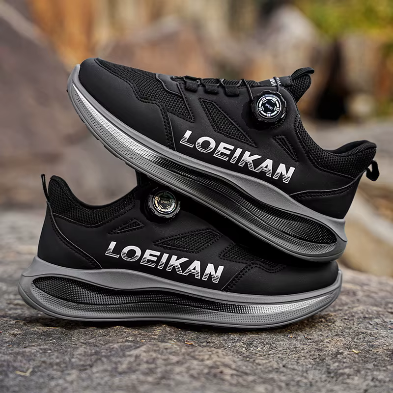 LOEIKAN Chaussures de course à bouton rotatif pour hommes