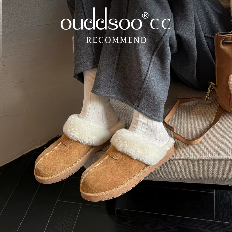 Ods luxe concepteur chaussons pour femmes hiver en peluche chaussures chaudes unisexe intérieur extérieur tongs