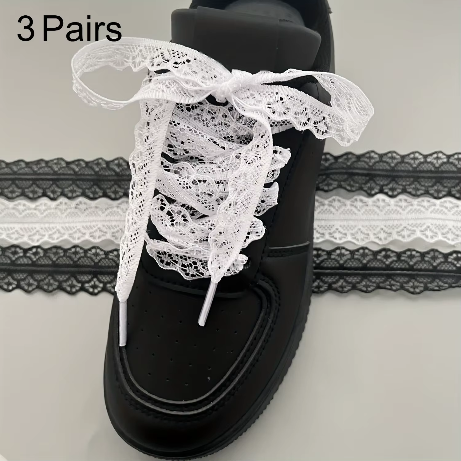 3 paires de lacets en dentelle