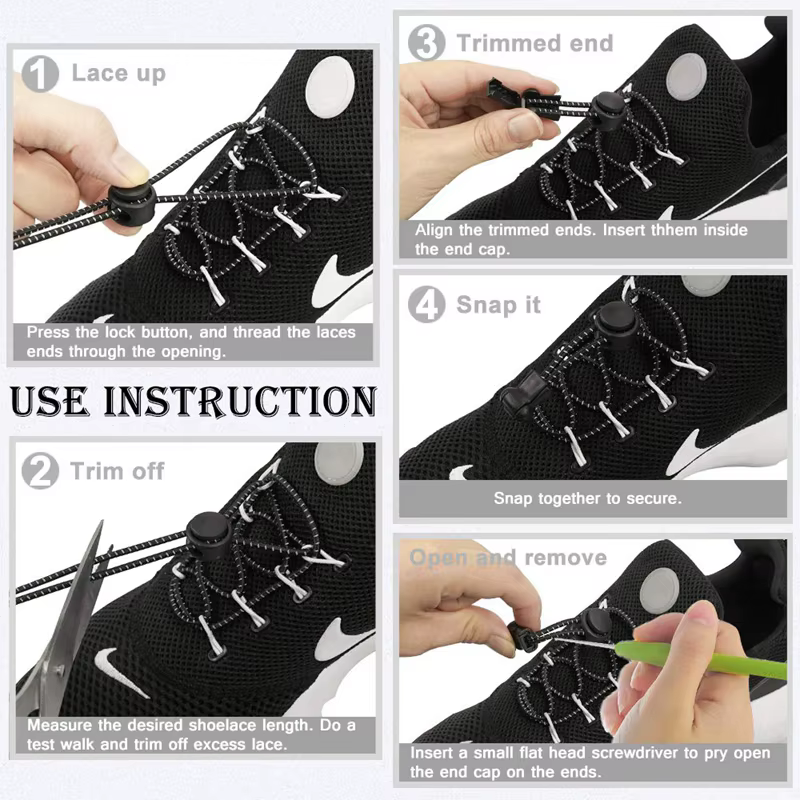 1 paire de lacets pour baskets élastiques sans cravate