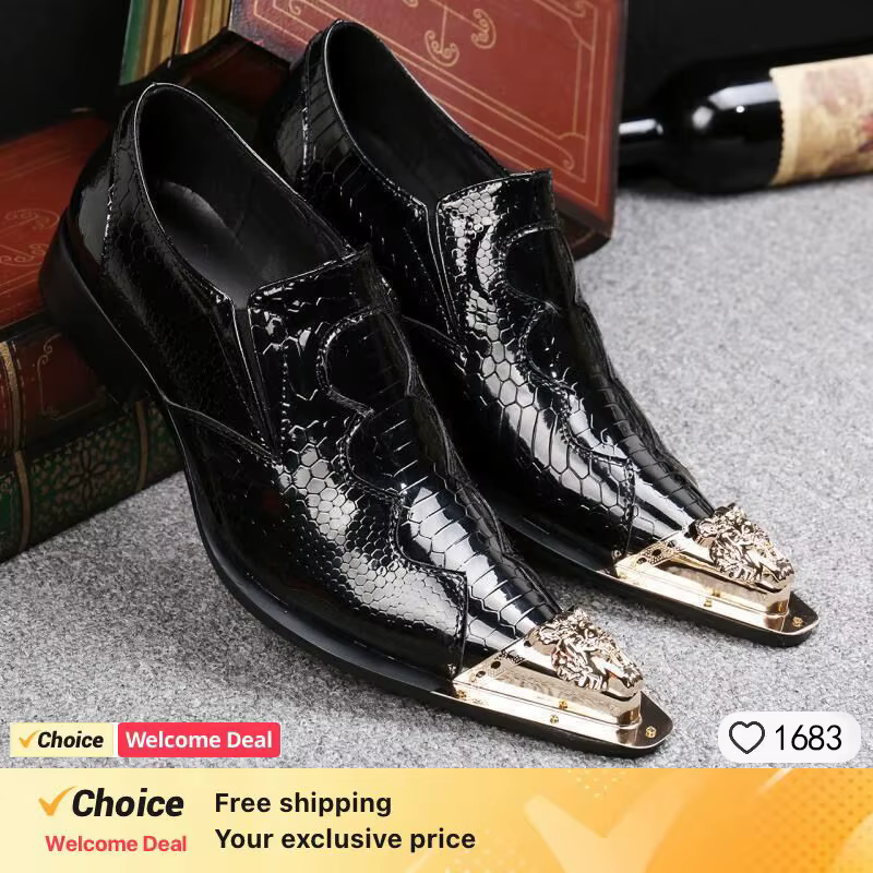 Chaussures en cuir italien noir pour hommes