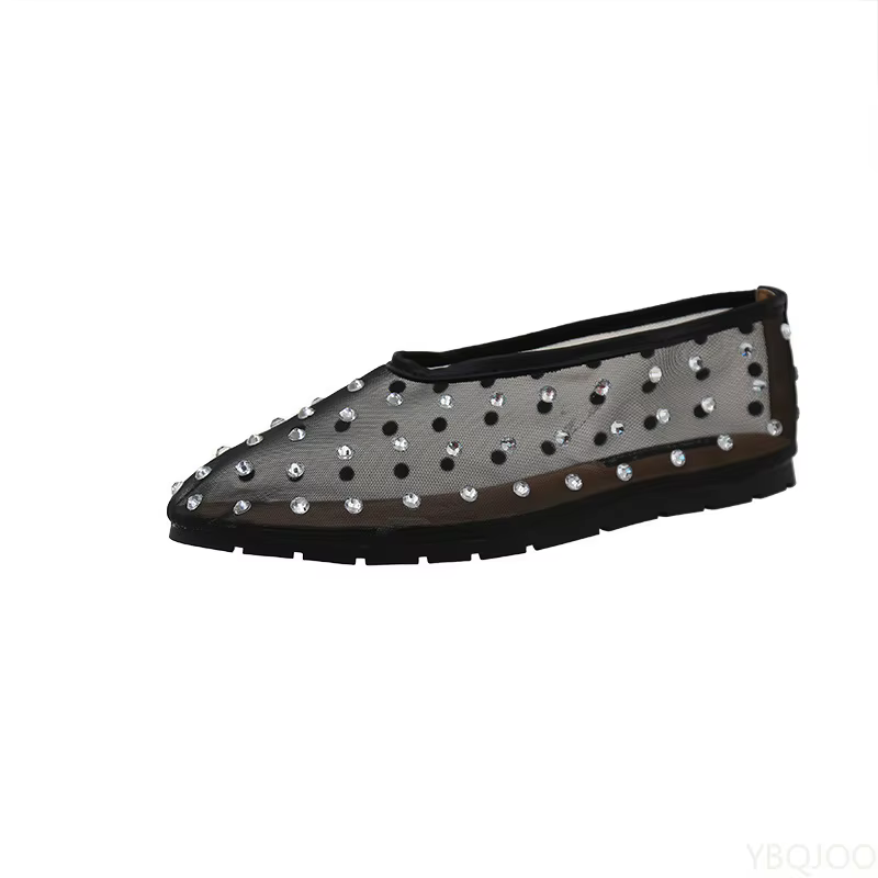 Chaussures Mary Jane Diamant 2025 pour Femme – Nouveauté Été 2025 – Ballerines Plates en Maille à Bout Peu Profond – Polyvalentes – Sandales Tendance Grandes Tailles
