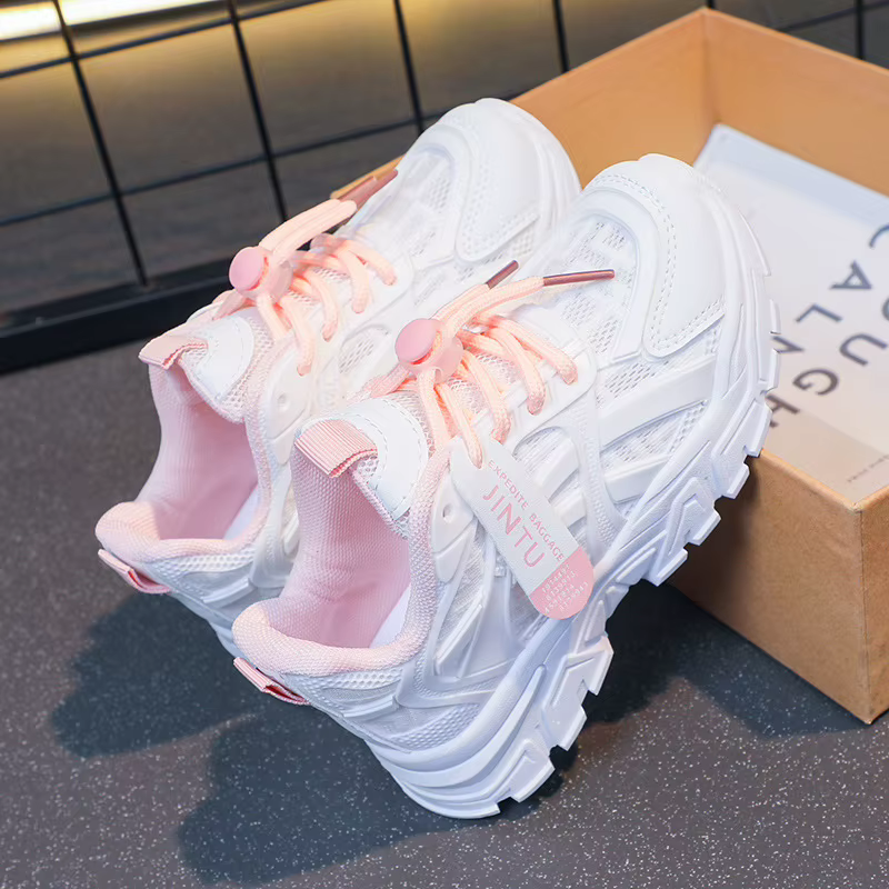 Filles réseau rouge papa chaussures 2024 printemps et automne nouvelle Version coréenne pour enfants résistant à