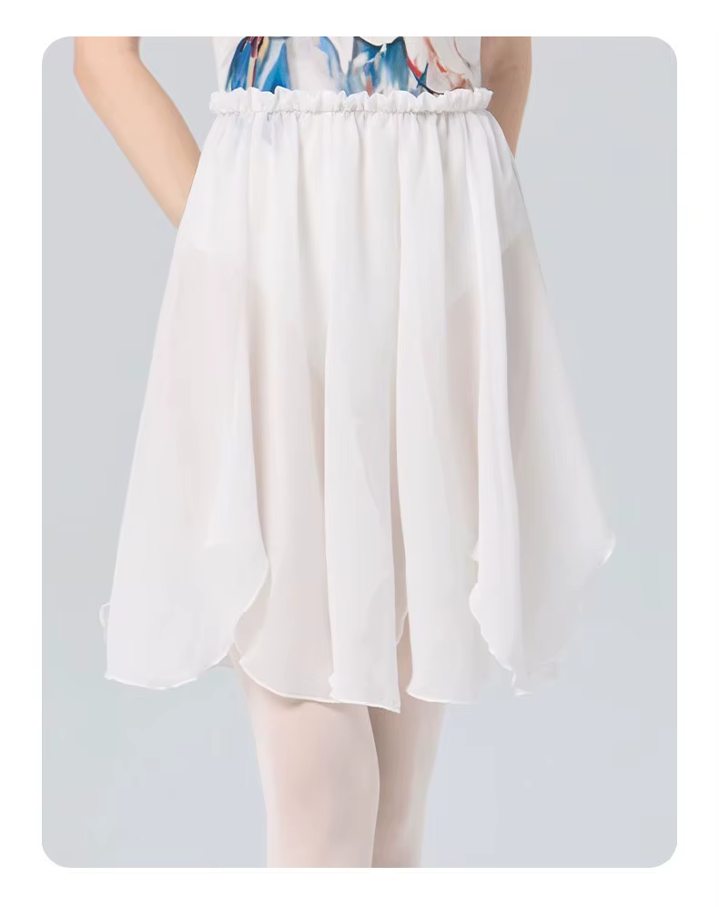 Jupe de danse de ballet pour femmes, adultes, adolescentes, jupe en mousseline de soie blanche et noire en forme de pétale, jupe de danse lyrique, jupe de pratique de danse pour ballerines