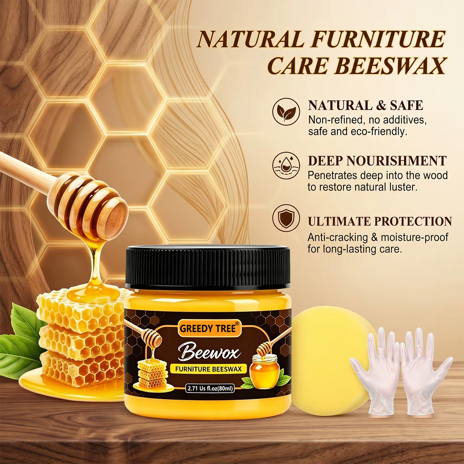 Cire d'abeille en bois véritable, entretien et protection des meubles en bois de rose, anti-âge, huile de polissage pour parquets, produits d'entretien pour bois massif domestique