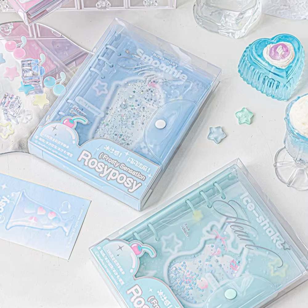 Carnet de notes INS Style Summer Smoothie, transparent avec paillettes et sable mouvant, pour bureau, école, journal, agenda, bloc-notes, cadeaux