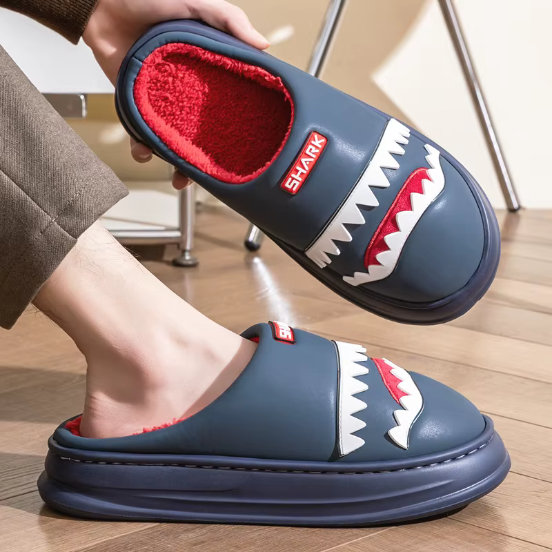 Pmoiste mignon pantoufles pour hommes broder coussin plate-forme maison chaussures Durable confortable chaud salon Slip-on hiver intérieur