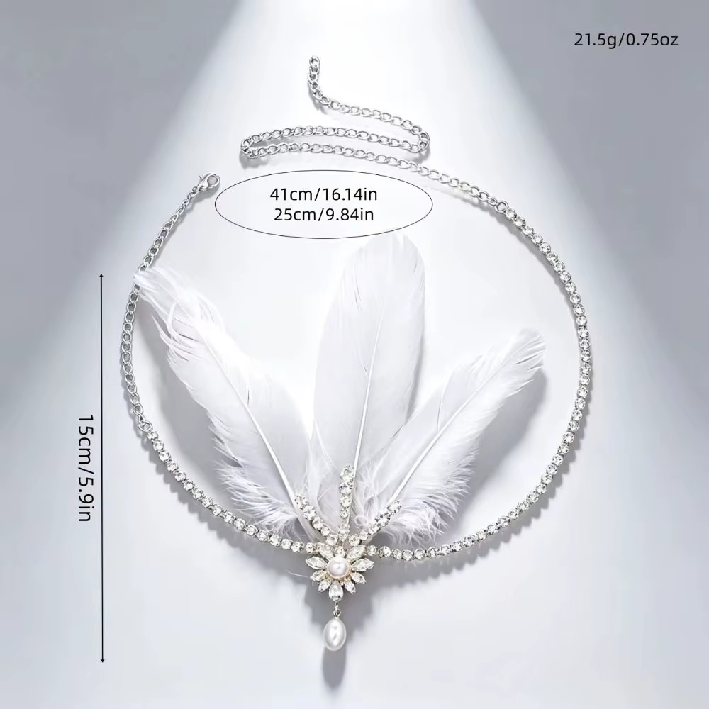Serre-tête vintage style Gatsby avec plumes, fascinateur à sequins, bandeau de mascarade, accessoires de cheveux élégants en cristal des années 20
