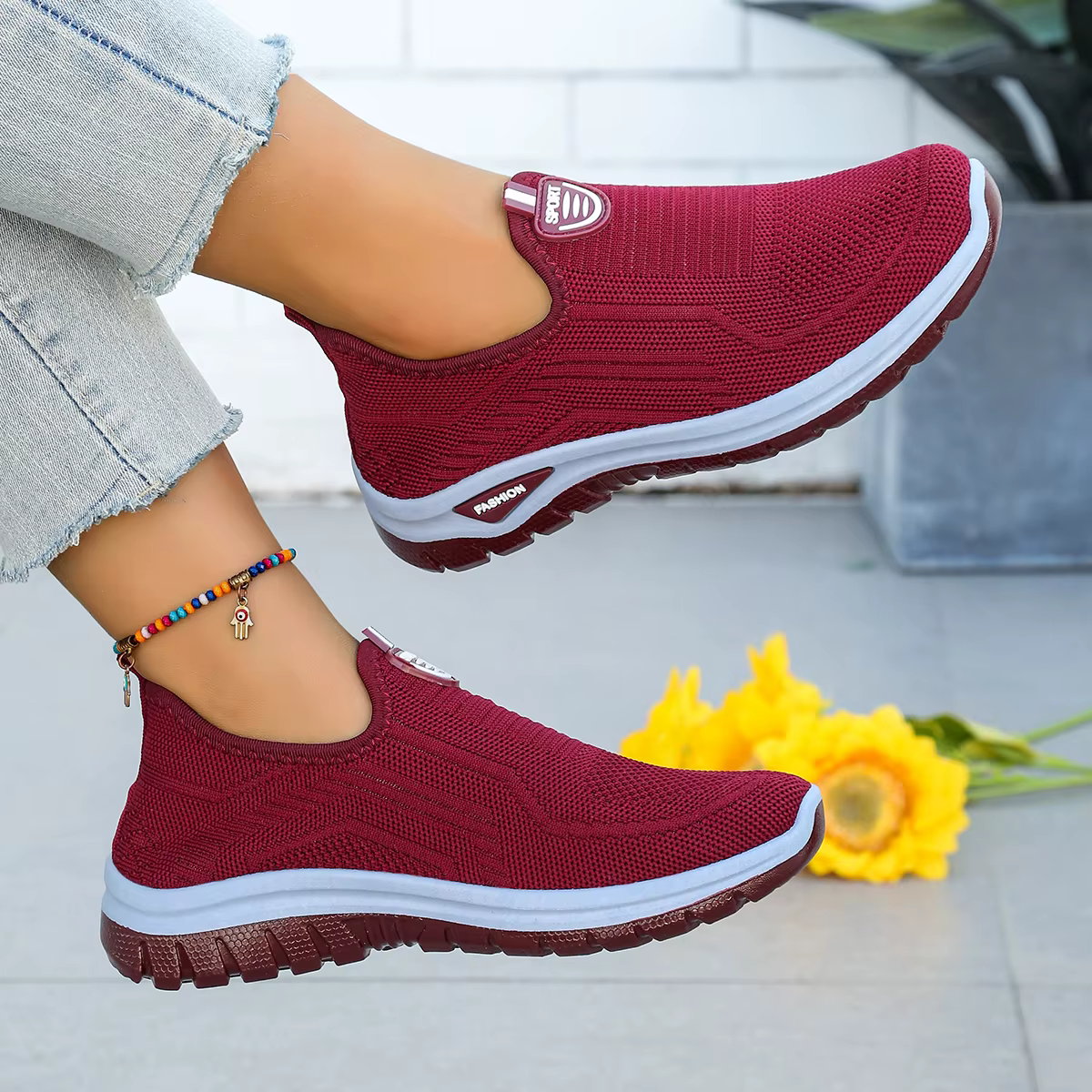 Chaussures d'été respirantes à enfiler pour femmes