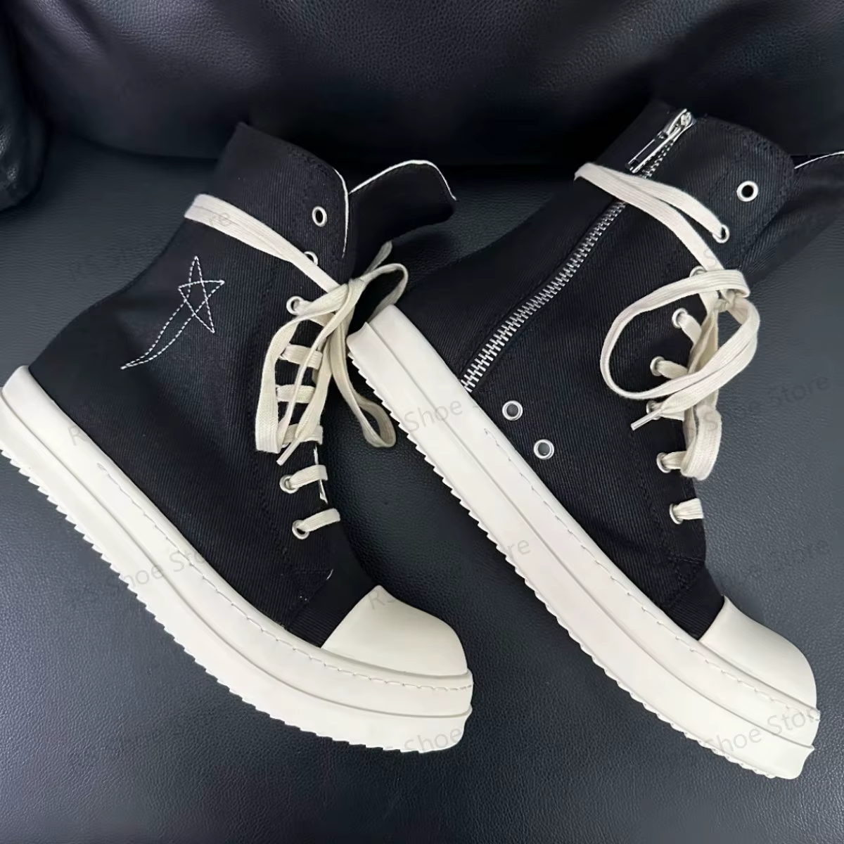 R-o bottine hommes haut chaussure toile noire femmes Sneaker chaussures décontractées