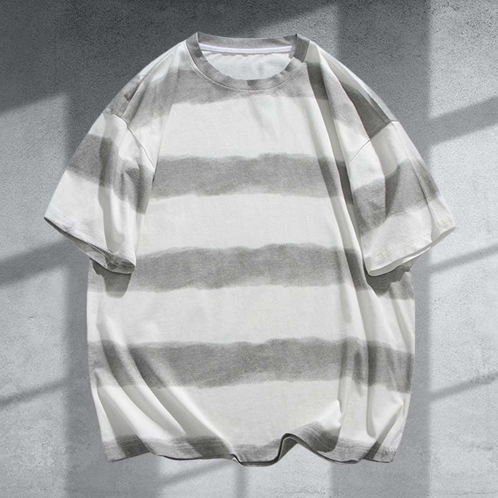 T-shirt oversize style hip-hop pour homme, nouveau coloris dégradé, décontracté, col rond, manches courtes, mode coréenne Y2K, tee-shirt ample pour homme