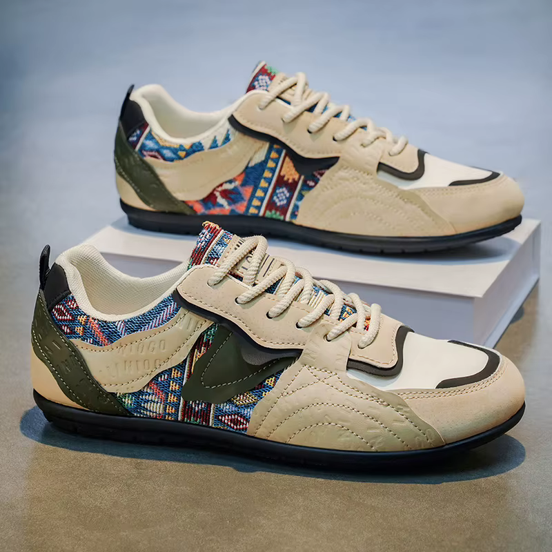 Baskets décontractées rétro pour hommes - Chaussures de marche à lacets à motif ethnique LOEIKAN
