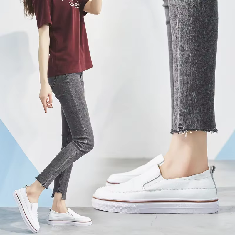 Baskets de mode femmes chaussures en cuir véritable plat printemps automne