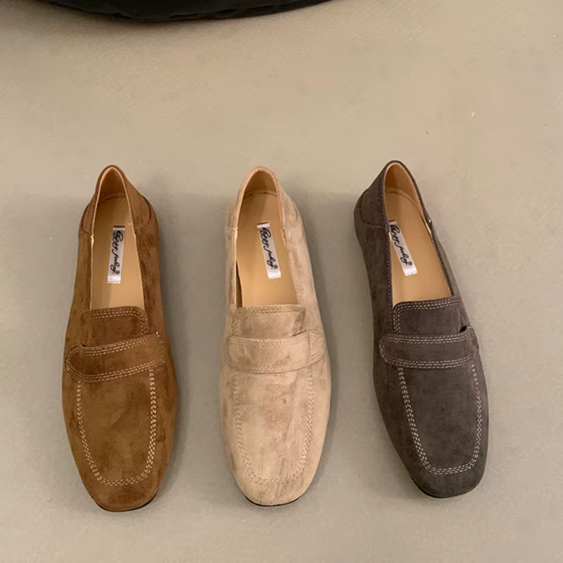 2025 nouvelle marque femmes chaussures plates bout rond peu profond sans lacet dames
