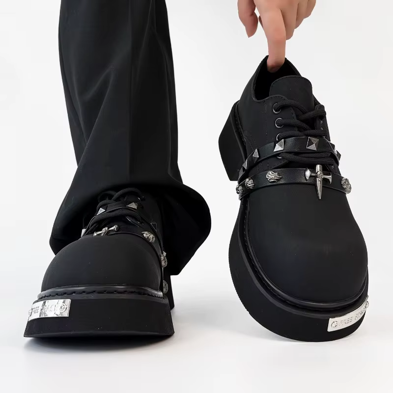 Hommes femmes à semelles épaisses grosse tête rétro Derby chaussures mode haute qualité en cuir