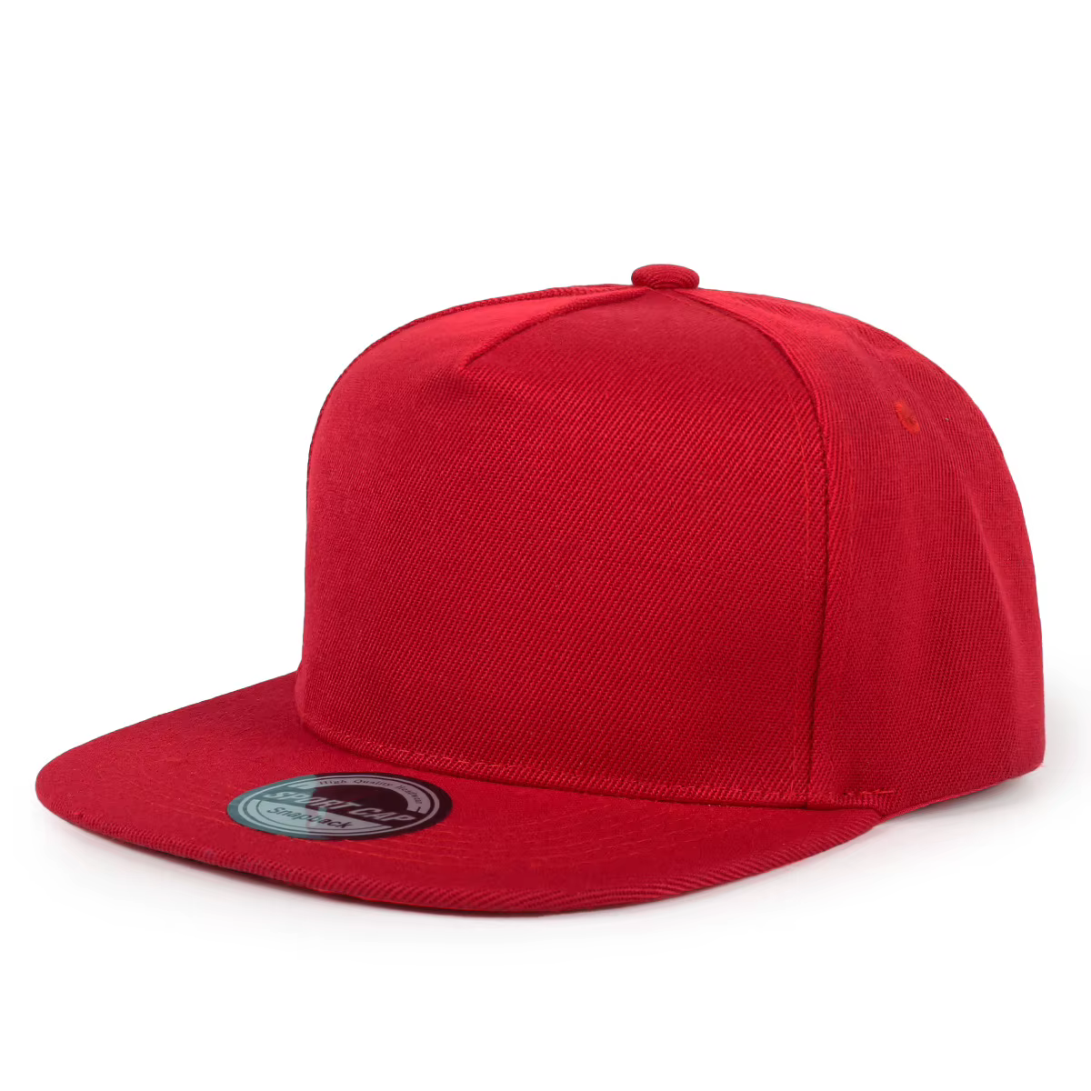 Casquette à visière plate de couleur unie à cinq panneaux avec logo imprimé personnalisé