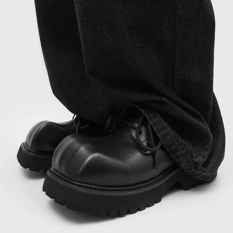 Nouvelles Chaussures Derby à Bout Rond Paris 2026, Plateforme Épaisse, Décontractées, Noires Brillantes, Polyvalentes, Talon Moyen, Doublure en Cuir, Chaussures pour Hommes