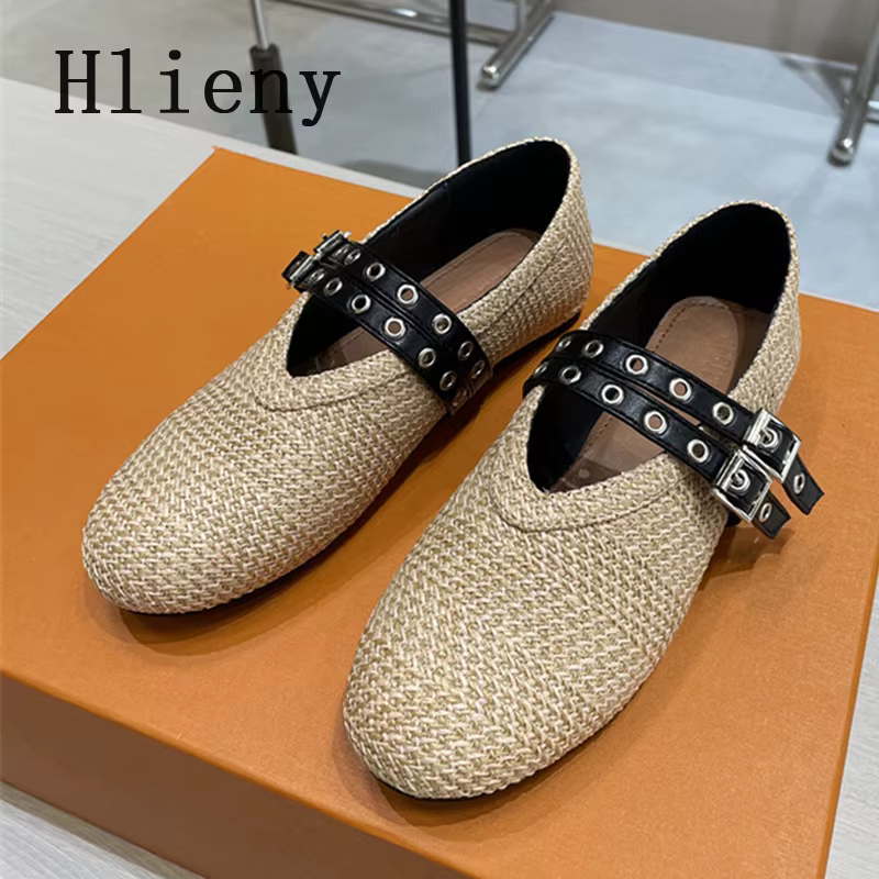 Liyke mode chaussures de pêcheur tissage boucle plat rétro Espadrilles gladiateur chaussure respirant Mary Jane casual femmes mocassins
