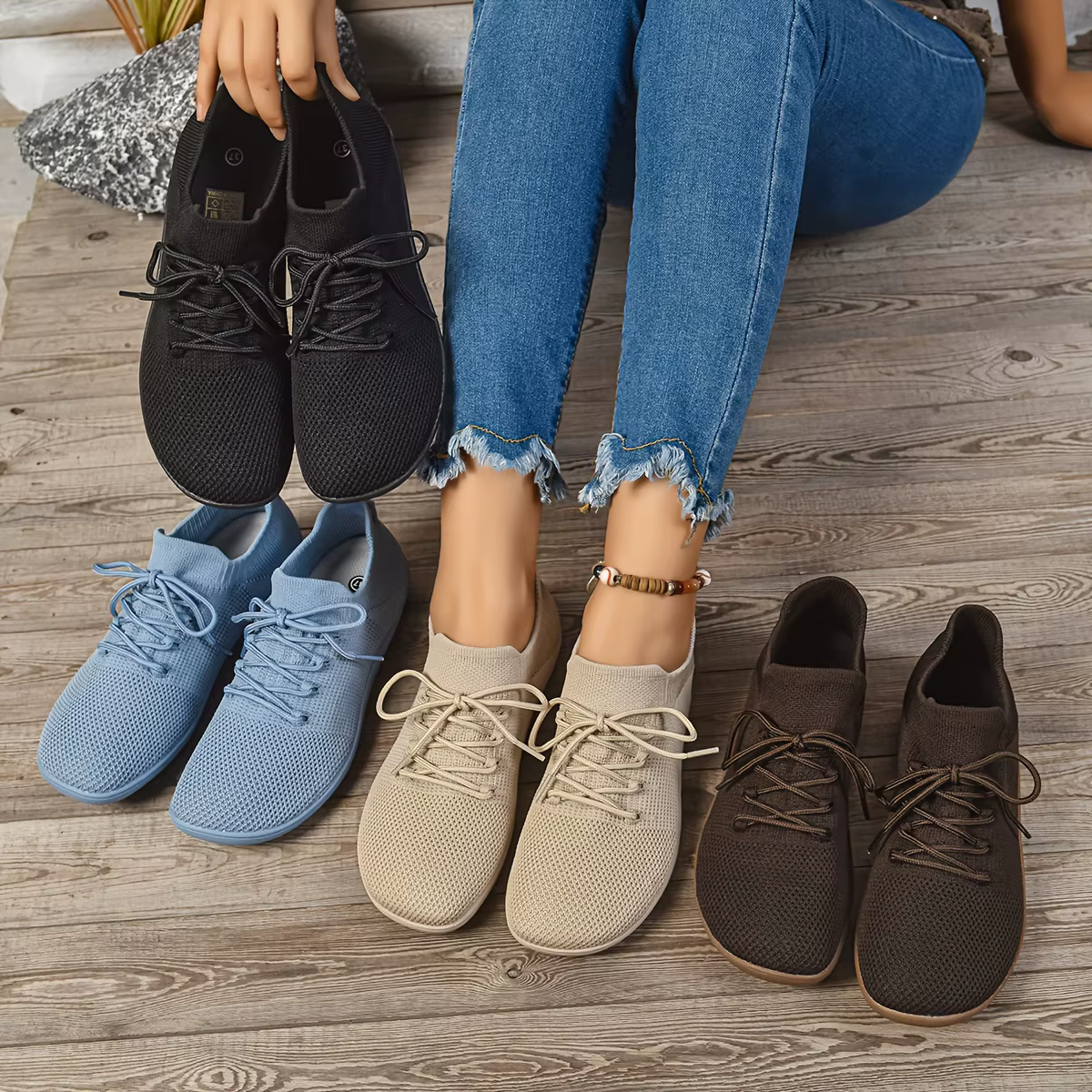 Baskets larges pour femmes chaussures plates minimaliste respirant large largeur