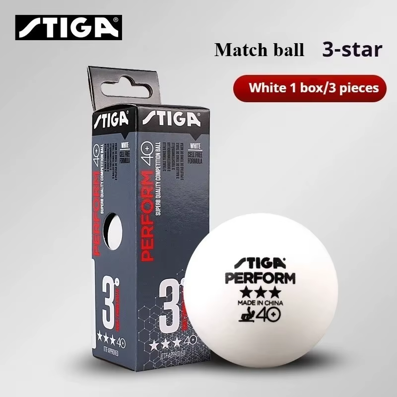 STIGA – balles de tennis de table 3 étoiles 40+, avec ABS à coutures, nouveau matériau durable, balles de ping-pong ITTF, balles d'entraînement et de match, 3/6 pièces