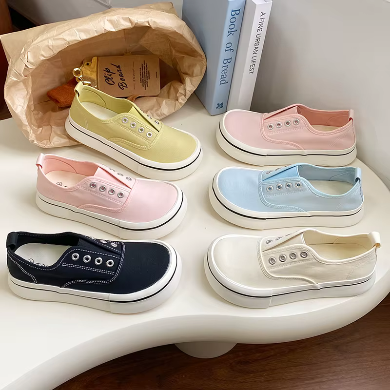 Nouvelles Chaussures Montantes en Toile Mary Jane pour Femme 2026 avec Bride à Boucle – Baskets Vulcanisées