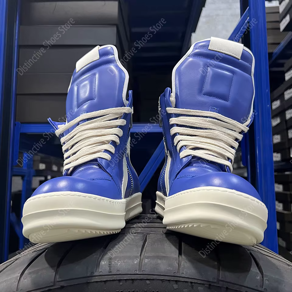 Marque blanc plate-forme haut Premium Sneaker RO chaussures dernier modèle bleu cuir fermeture éclair femmes gothique Punk Streetwear chaussure de mode
