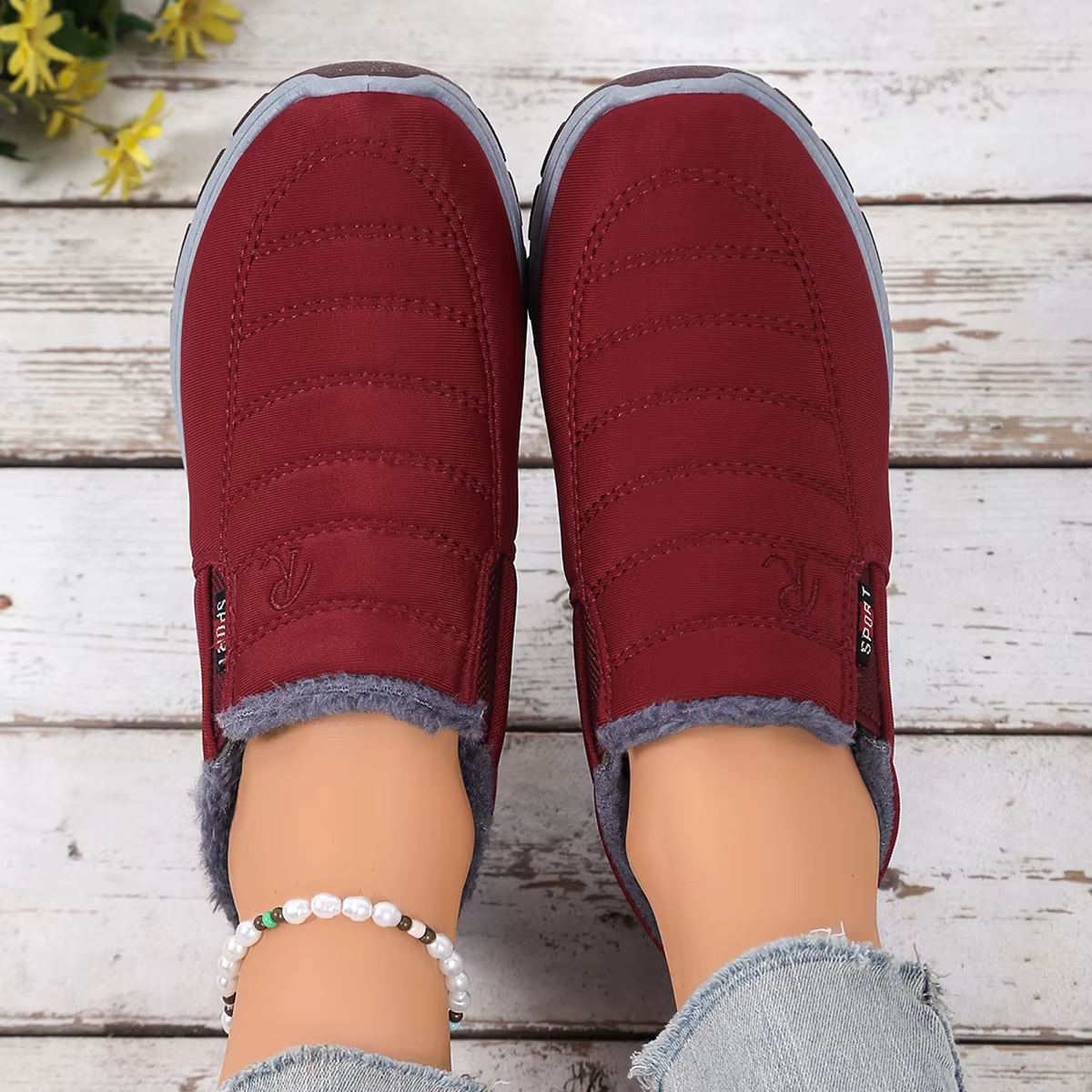 Baskets d'hiver douillettes pour femmes doublées de fourrure