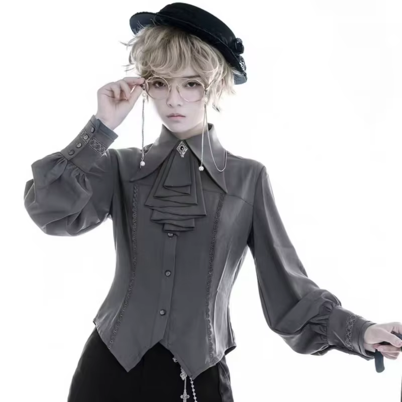Chemises de Style Lolita Vintage victorien pour femmes, chemisiers gothiques à manches Gigot avec nœud Y2k, Harajuku japonais élégant, doux et Slim