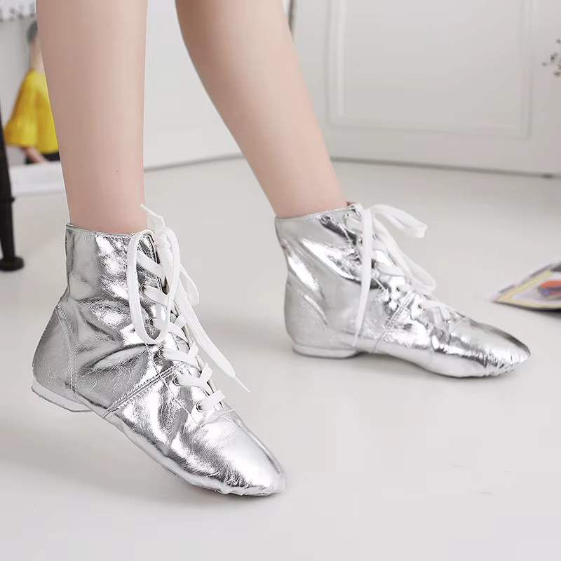 Chaussures de danse en cuir haut Jazz