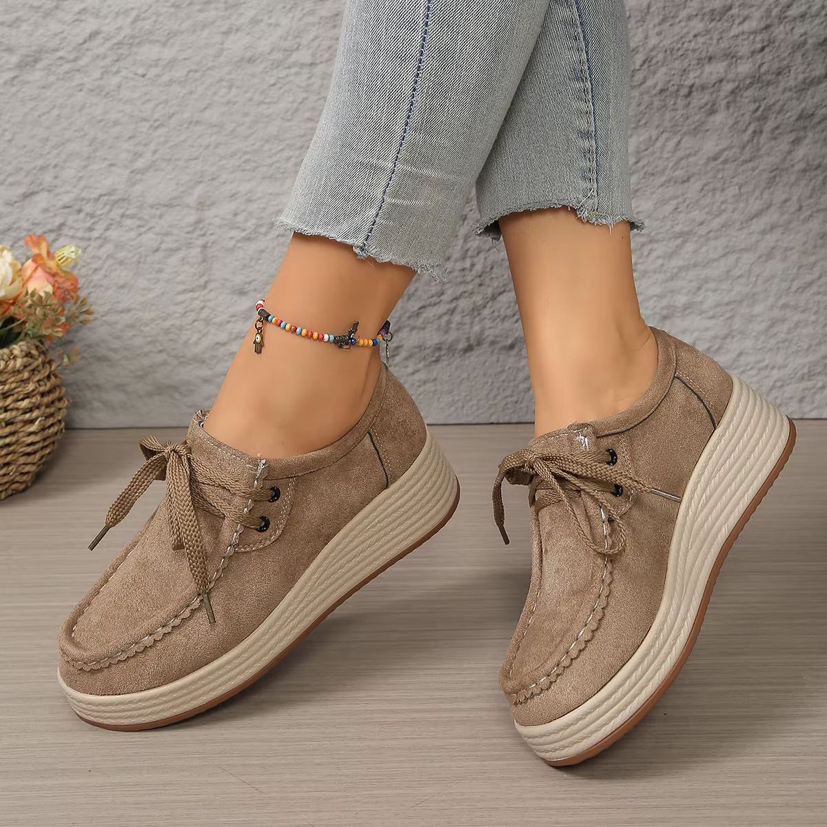 Chaussures de sport rétro de couleur unie pour femmes