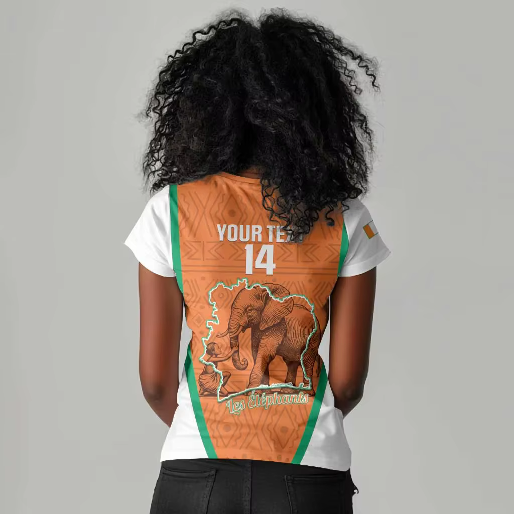 T-shirt décontracté imprimé Côte d'Ivoire pour femme, T-shirt à manches courtes, T-shirt de sport, T-shirt col en V style urbain pour femme