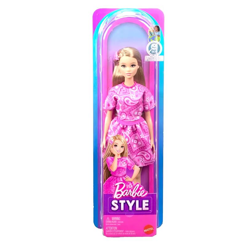 Poupée originale de style Barbie, robe à imprimé floral rose blond, accessoires à talons hauts, pince à cheveux Fanshionista 1/6, jouets à habiller