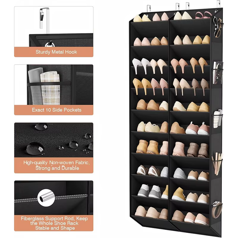 Porte-chaussures suspendu sur porte, organiseur de chaussures pour 30 paires, rangement pour porte de placard, pour baskets et bottes, grand support à chaussures