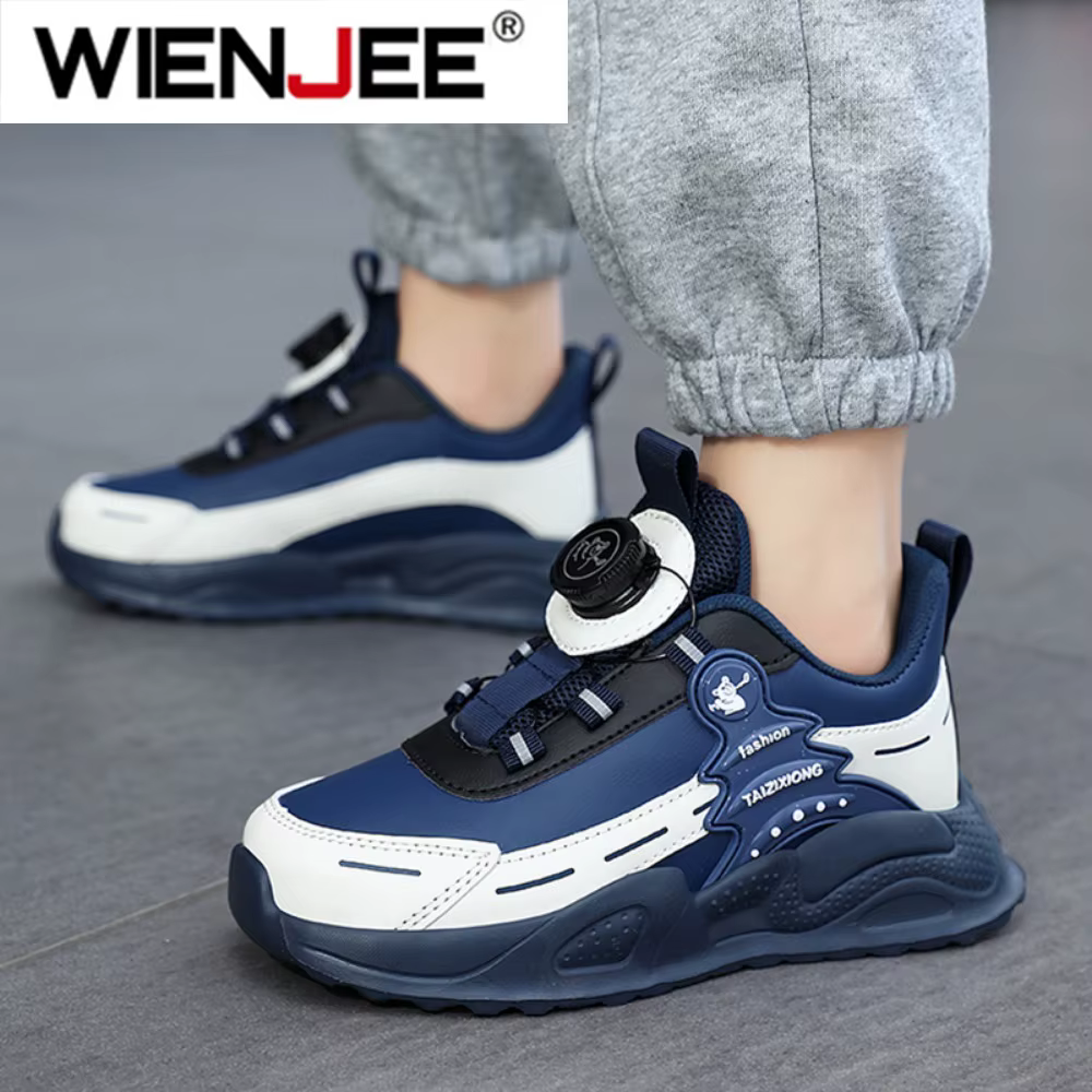 Chaussures de course en cuir imperméables et antidérapantes pour garçons