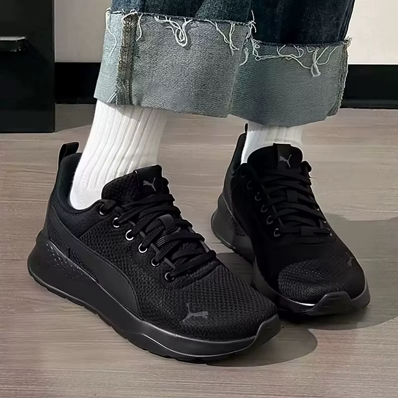 PUMA All Black Baskets de course décontractées légères et antidérapantes en maille respirante 371128-01