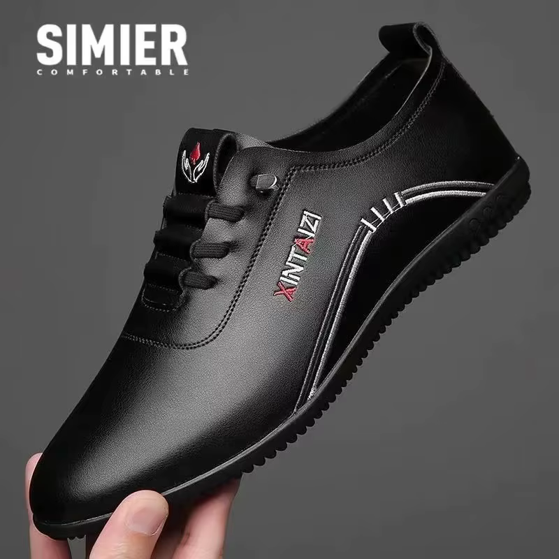 Chaussures en cuir pour hommes mode semelle souple