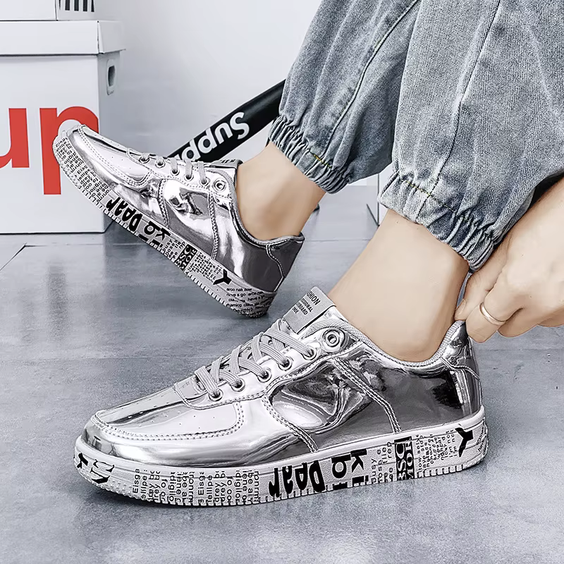 Nouvelles baskets en or Couple chaussures de luxe décontracté paillettes