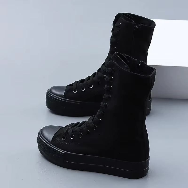 Chaussures pour femmes mode bottes en toile haut automne