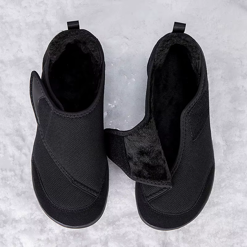 Chaussures d'hiver ouvertes à bout large doublé de fourrure pour hommes et femmes âgés, chaussures pour diabétiques, graisse des pieds gonflés, orthopédiques, Hallux Valgus, oignon