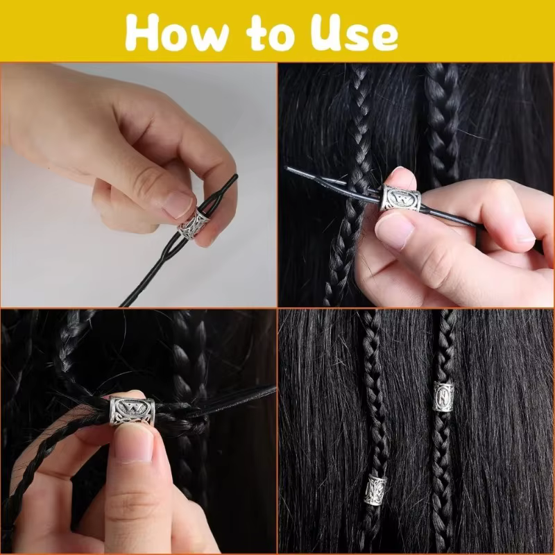 Nouveau kit de perles pour la barbe et accessoires capillaires nordiques, style viking, pour la création de bijoux DIY, pendentifs et outils capillaires.