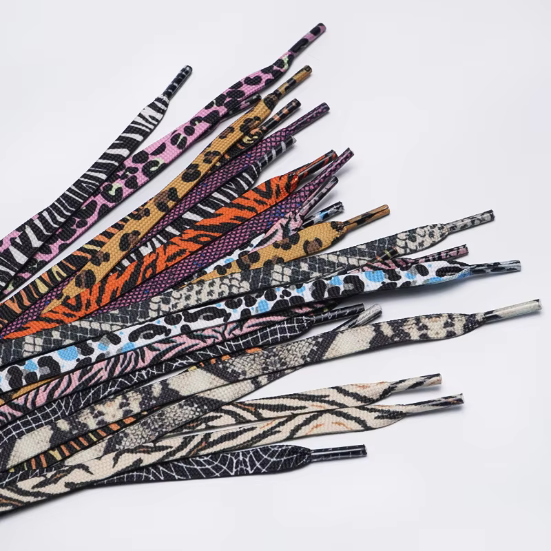 4 paires de lacets plats à imprimé léopard