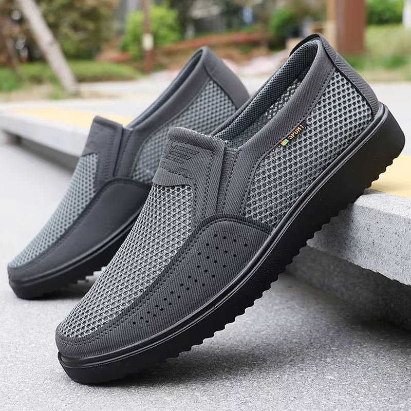 Chaussures décontractées à enfiler respirantes pour hommes – Baskets de marche basses légères pour l'extérieur