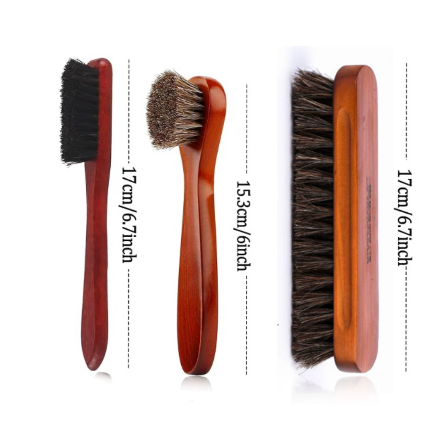 Brosse à chaussures brillante en crin de cheval, applicateur de polissage, brosse de soin des bottes et des chaussures, brosse de nettoyage des détails intérieurs de voiture, 3 pièces