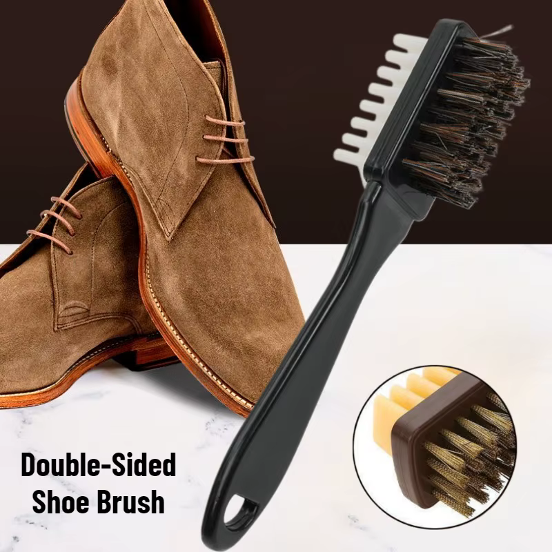 Brosse 2-en-1 pour daim et chaussures avec gomme