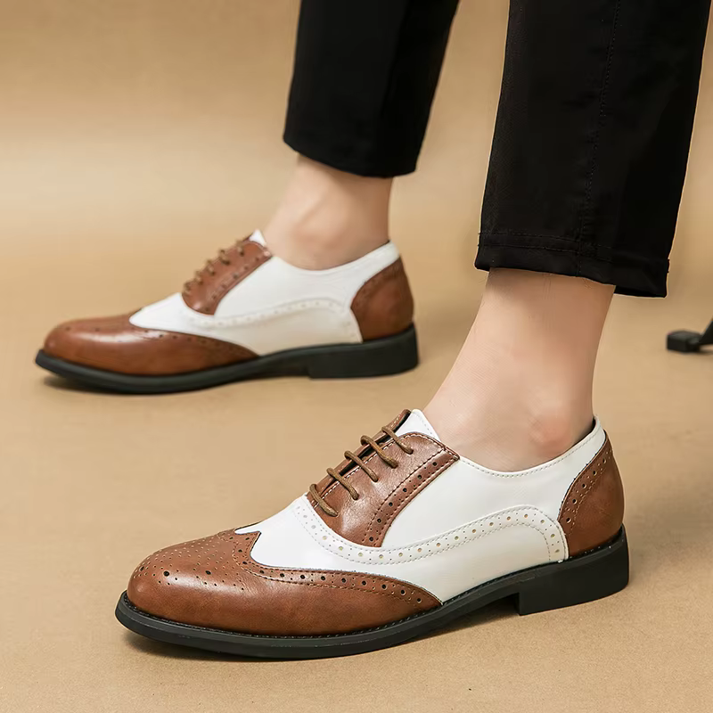Chaussures Richelieu rétro bicolores pour hommes