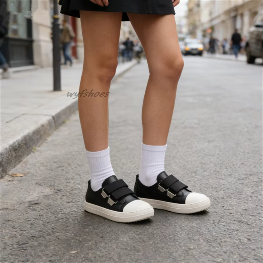 Baskets plateforme en cuir noir pour hommes et femmes